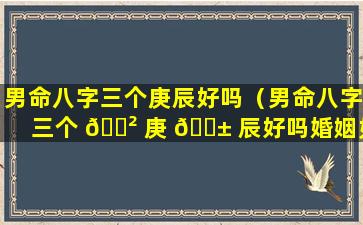 男命八字三个庚辰好吗（男命八字三个 🌲 庚 🐱 辰好吗婚姻如何）